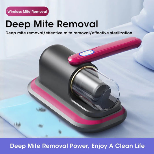 Bed Vacuum Cleaner, Household High-Frequency Strong Mite Removal Instrument, Handheld Deep Mattress Vacuum Cleaner, Wireless Vacuum Cleaning Remover Instrument, for Bed, Sofa, Carpets