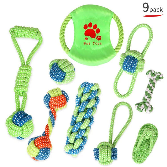 Cotton Rope Chew Toys for pets 9 pcs Braided Chew Toys